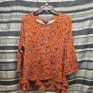 Simply Vera Vera Wang Orange Floral Blouse